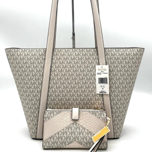 Michael Kors Pratt Large Signature Logo Tote Bag & Double Zip Wallet (NWT) - Picture 5 of 13